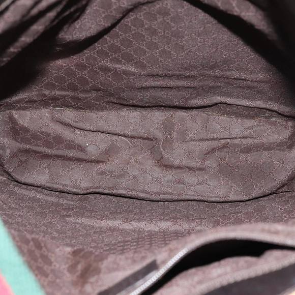 GUCCI Web Sherry Line Shoulder Bag Canvas Beige Green 001 4321 2684 Auth ac2967 - Picture 11 of 16